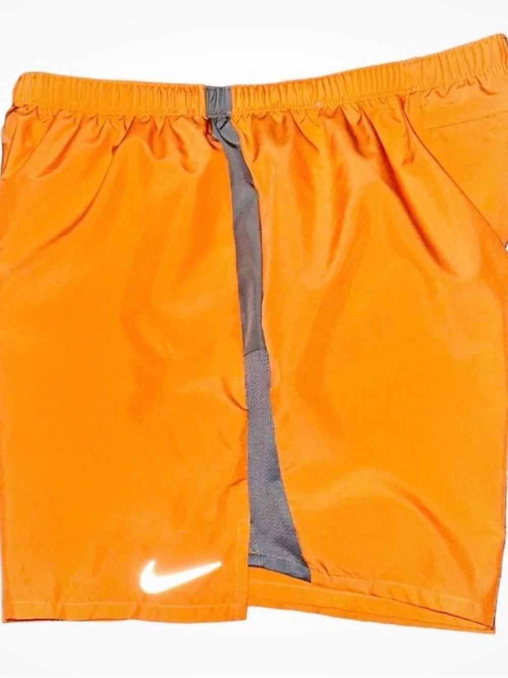 Nike Men’s Orange Athletic Shorts with Gray Contrast Panel Size Medium